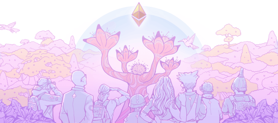 People gathered around the Ethereum tree